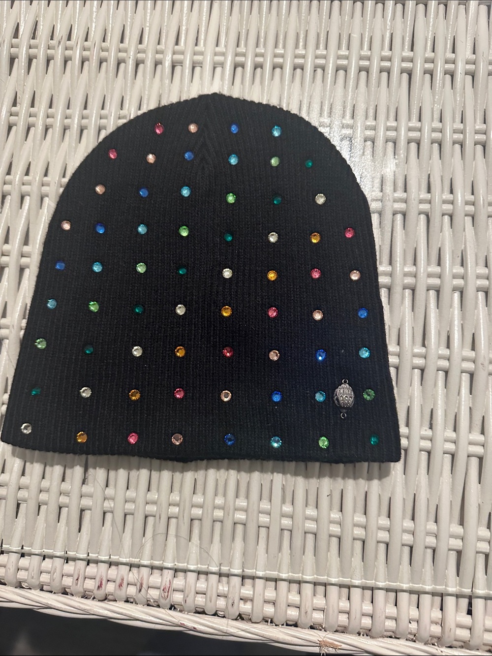 Black Beanie with Multicolor Gems